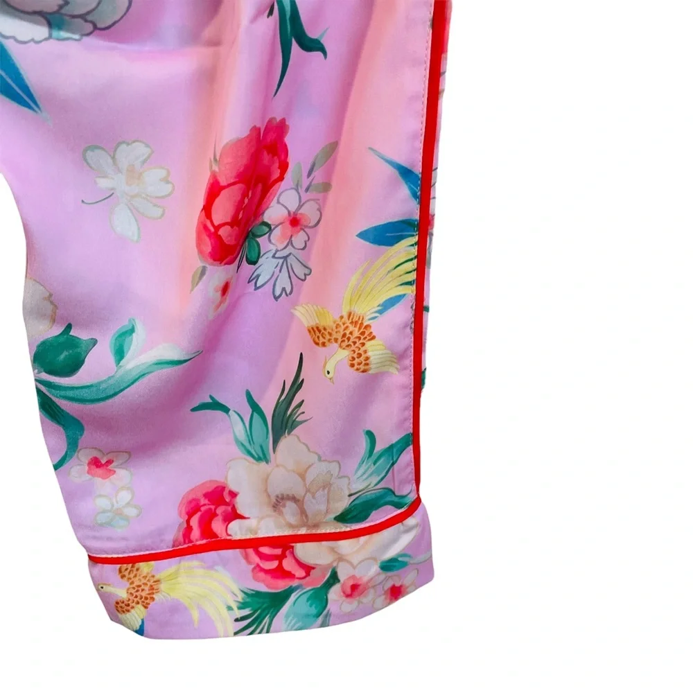 REVOLVE Plush Apparel‎ Pink Multi Floral Print Silky Pajama Set